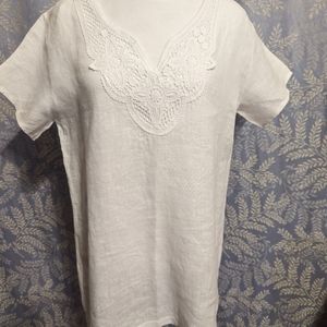 MARINA GIGLI  Women's Large White Summer Top, Short Sleeve. NWT